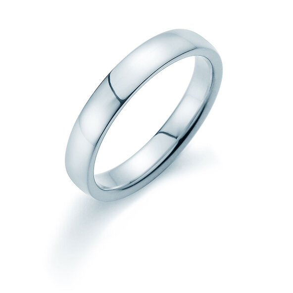 Anillo para hombre Infinity 4mm en 14K oro blanco pulido