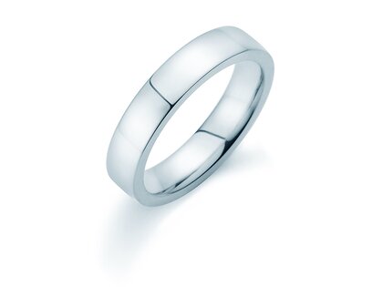 Anillo para hombre Modern 4,5mm en 14K oro blanco pulido