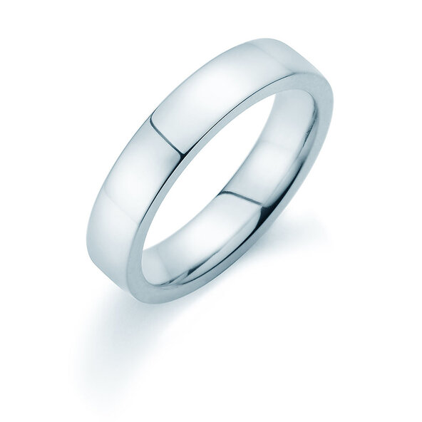 Anillo para hombre Modern 4,5mm en 14K oro blanco pulido