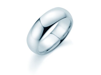 Anillo para hombre Classic 6,5mm en 9K oro blanco pulido