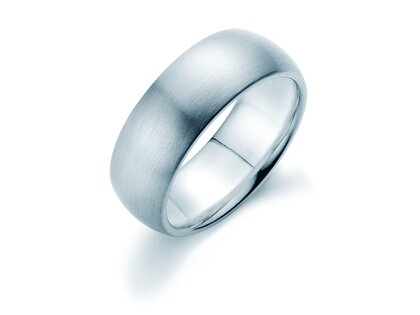 Anillo para hombre Classic 7,5mm en 9K oro blanco mate