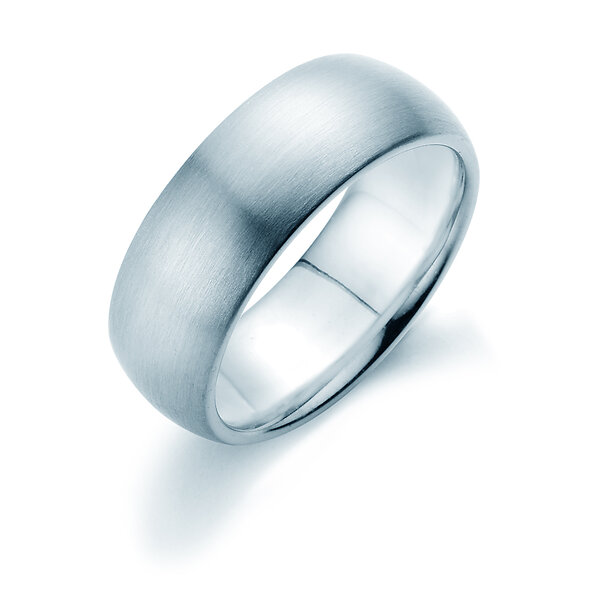 Anillo para hombre Classic 7,5mm en 9K oro blanco mate