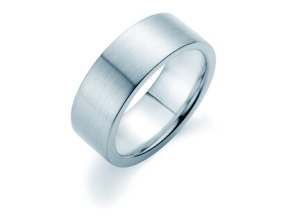 Anillo para hombre Modern 8mm en 9K oro blanco mate