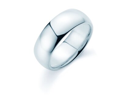 Anillo para hombre Classic 7,5mm en 18K oro blanco pulido
