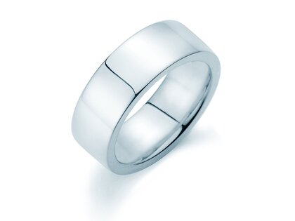 Anillo para hombre Modern 8mm en 14K oro blanco pulido