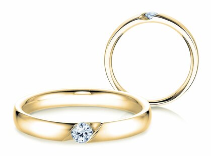 Anillo de compromiso Italic en 9K oro amarillo con diamante 0,03ct G/SI