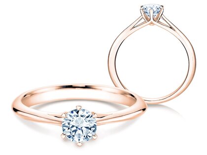 Anillo de compromiso Heaven 6 en 14K oro rosa con diamante de laboratorio 0,50ct E/VS