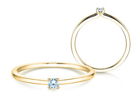 Anillo de compromiso Classic 4 en 18K oro amarillo con diamante 0,05ct G/SI