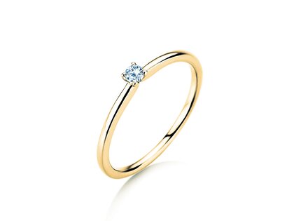 Anillo de compromiso Classic 4 en 14K oro amarillo con diamante 0,05ct H/SI