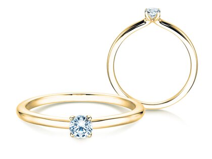 Anillo de compromiso Classic 4 en 14K oro amarillo con diamante 0,15ct H/SI