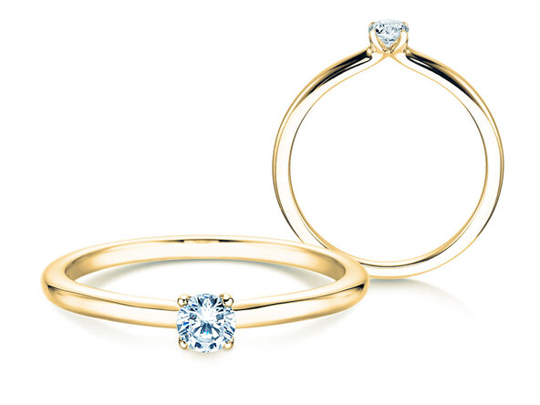 Anillo de compromiso Classic 4 en 14K oro amarillo con diamante 0,15ct H/SI