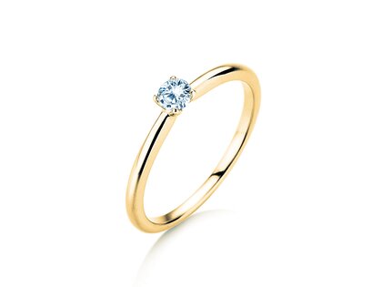 Anillo de compromiso Classic 4 en 14K oro amarillo con diamante 0,15ct H/SI