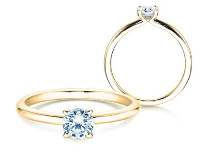 Anillo de compromiso Classic 4 en 14K oro amarillo con diamante 0,40ct G/SI