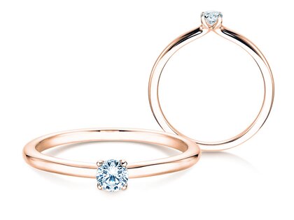 Anillo de compromiso Classic 4 en 9K oro rosa con diamante 0,15ct H/SI