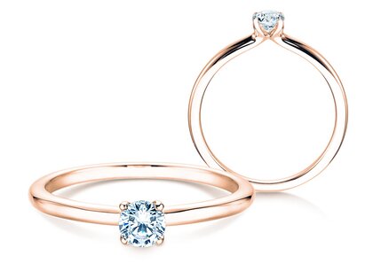 Anillo de compromiso Classic 4 en 9K oro rosa con diamante 0,25ct H/SI