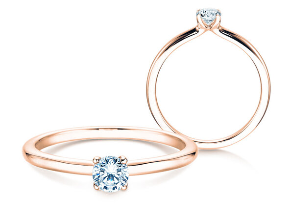 Anillo de compromiso Classic 4 en 9K oro rosa con diamante 0,25ct H/SI