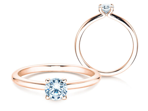 Anillo de compromiso Classic 4 en 18K oro rosa con diamante 0,40ct H/SI