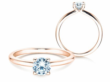 Anillo de compromiso Classic 4 en 9K oro rosa con diamante 0,50ct H/SI