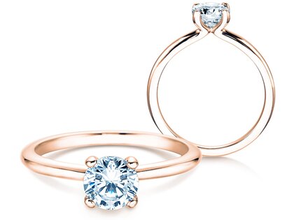 Anillo de compromiso Classic 4 en 9K oro rosa con diamante 1,00ct H/SI