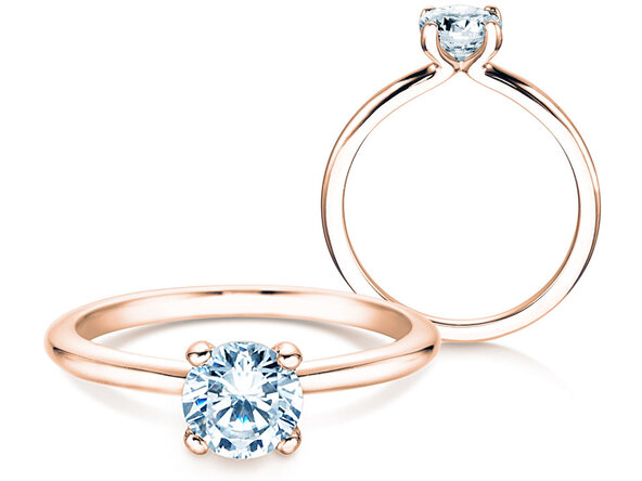 Anillo de compromiso Classic 4 en 9K oro rosa con diamante 1,00ct H/SI