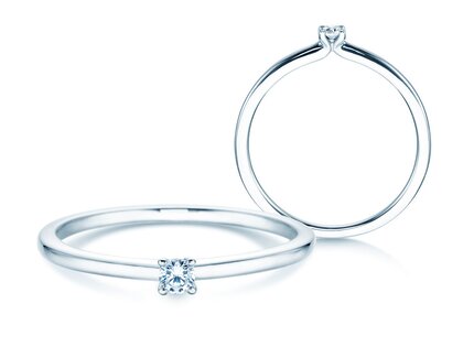 Anillo de compromiso Classic 4 en 14K oro blanco con diamante 0,05ct H/SI