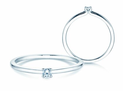 Anillo de compromiso Classic 4 en plata 925/- con diamante 0,05ct H/SI