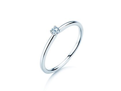 Anillo de compromiso Classic 4 en 14K oro blanco con diamante 0,05ct H/SI