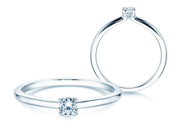 Anillo de compromiso Classic 4 en plata 925/- con diamante 0,15ct H/SI