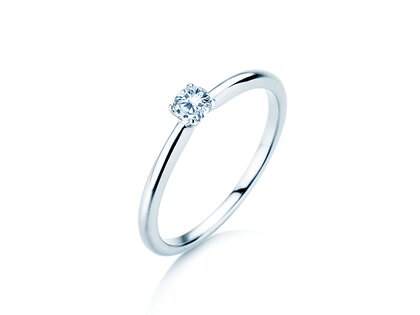 Anillo de compromiso Classic 4 en plata 925/- con diamante 0,15ct H/SI