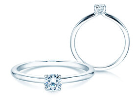 Anillo de compromiso Classic 4 en 9K oro blanco con diamante 0,20ct G/SI