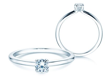Anillo de compromiso Classic 4 en 9K oro blanco con diamante 0,20ct H/SI