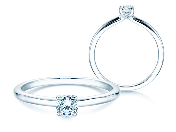 Anillo de compromiso Classic 4 en 9K oro blanco con diamante 0,20ct H/SI