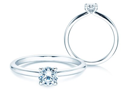 Anillo de compromiso Classic 4 en 14K oro blanco con diamante 0,40ct H/SI