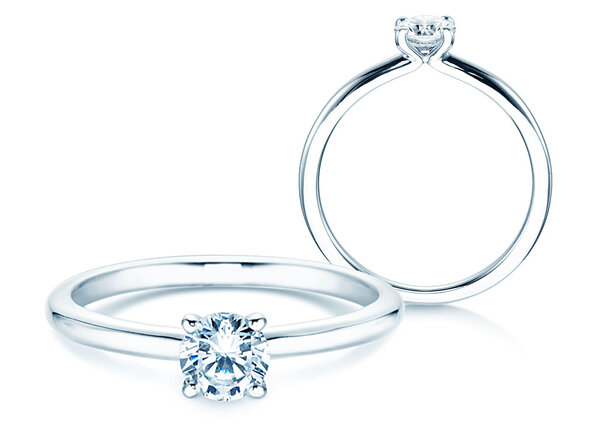 Anillo de compromiso Classic 4 en 14K oro blanco con diamante 0,40ct H/SI