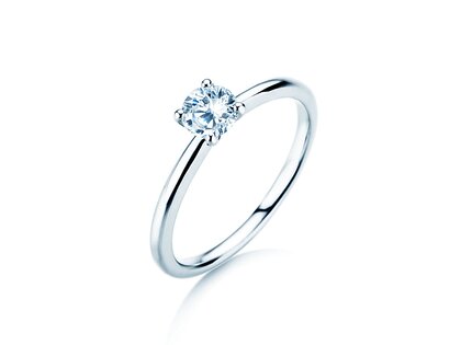 Anillo de compromiso Classic 4 en 14K oro blanco con diamante 0,40ct H/SI