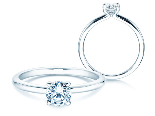 Anillo de compromiso Classic 4 en 9K oro blanco con diamante 0,50ct H/SI