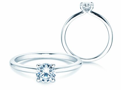 Anillo de compromiso Classic 4 en 9K oro blanco con diamante 0,50ct H/SI