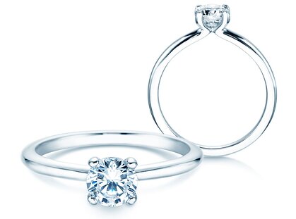 Anillo de compromiso Classic 4 en 9K oro blanco con diamante 0,60ct G/SI