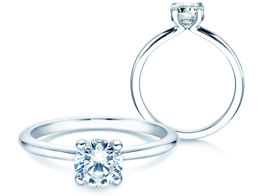 Anillo de compromiso Classic 4 en 9K oro blanco con diamante 1,00ct H/SI