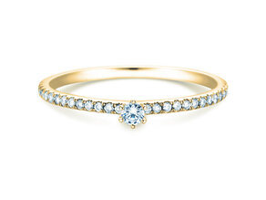 Anillo de compromiso Classic Pavé en 18K oro amarillo con diamantes 0,20ct G/SI