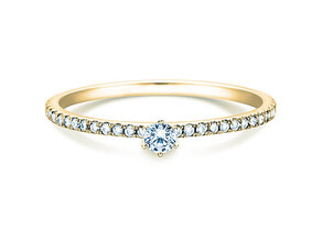 Anillo de compromiso Classic Pavé en 18K oro amarillo con diamantes 0,30ct G/SI