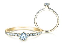 Anillo de compromiso Classic Pavé en 14K oro amarillo con diamantes 0,50ct G/SI