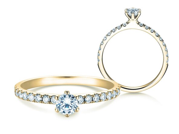 Anillo de compromiso Classic Pavé en 14K oro amarillo con diamantes 0,50ct G/SI
