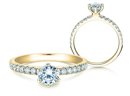 Anillo de compromiso Classic Pavé en 9K oro amarillo
