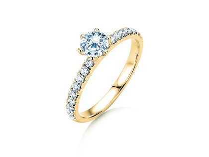 Anillo de compromiso Classic Pavé en oro amarillo
