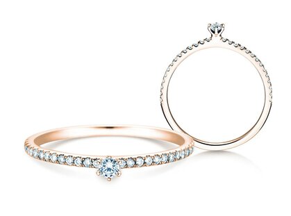 Anillo de compromiso Classic Pavé en 9K oro rosa con diamantes 0,20ct G/SI