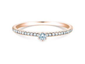 Anillo de compromiso Classic Pavé en 9K oro rosa con diamantes 0,20ct G/SI