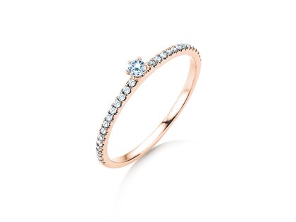 Anillo de compromiso Classic Pavé en 9K oro rosa con diamantes 0,20ct G/SI