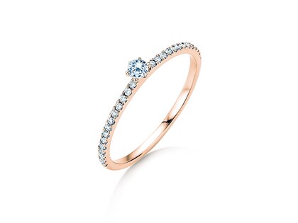 Anillo de compromiso Classic Pavé en 18K oro rosa con diamantes 0,30ct G/SI