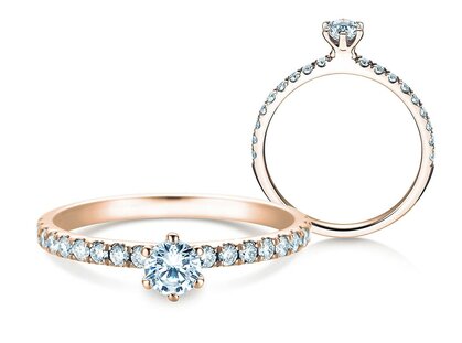 Anillo de compromiso Classic Pavé en 14K oro rosa con diamantes 0,50ct